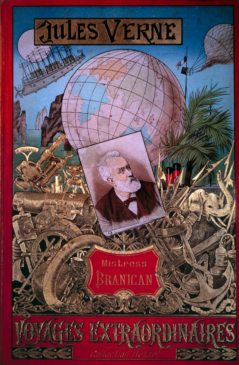 儒勒-凡尔纳(1828-1905)在19世纪巴黎B.N.出版的《非凡的旅行》一书的封面 "布兰尼卡夫人"。 作者 未知艺术家