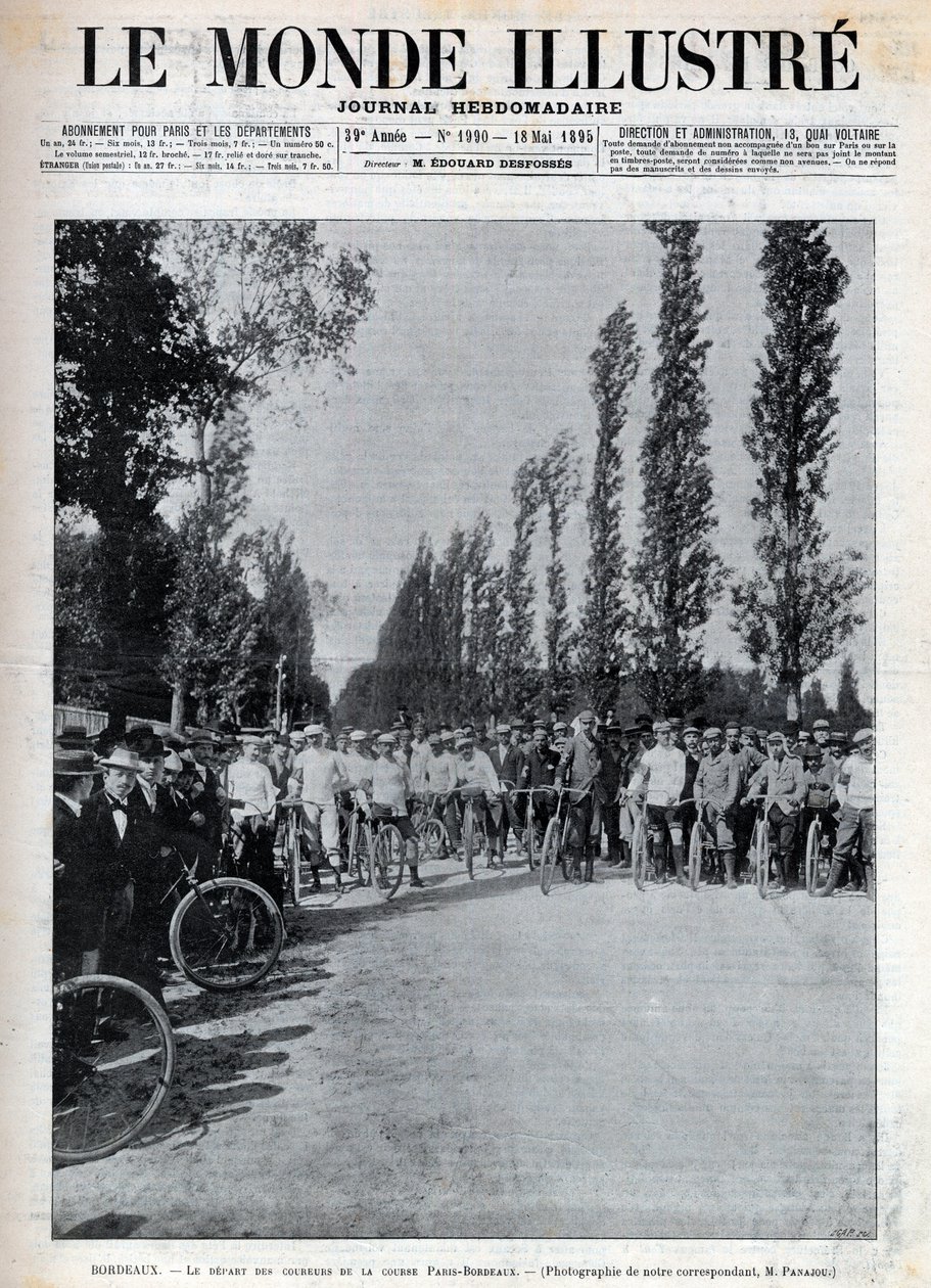 波尔多--巴黎-波尔多比赛的起点--1895年《图画世界》的封面 作者 未知艺术家