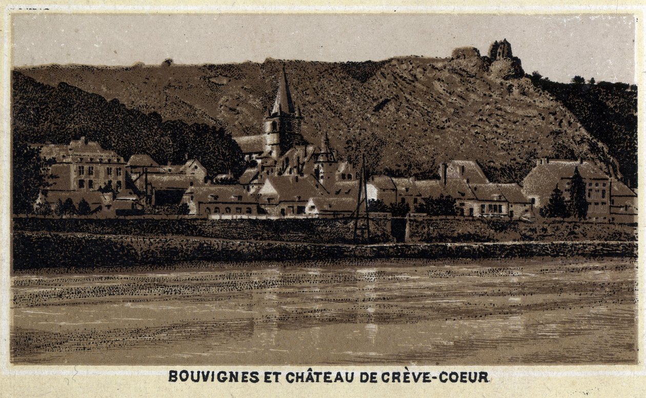 比利时瓦隆地区默兹河畔布维尼和克雷夫科尔城堡（Creve-Coeur或Crevecoeur）。 作者 未知艺术家
