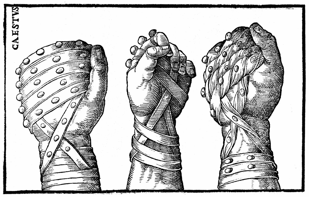 罗马摔跤手的拳击手套 - 在“”Hieronymi mercurialis de Gymnastica”，威尼斯版 作者 未知艺术家