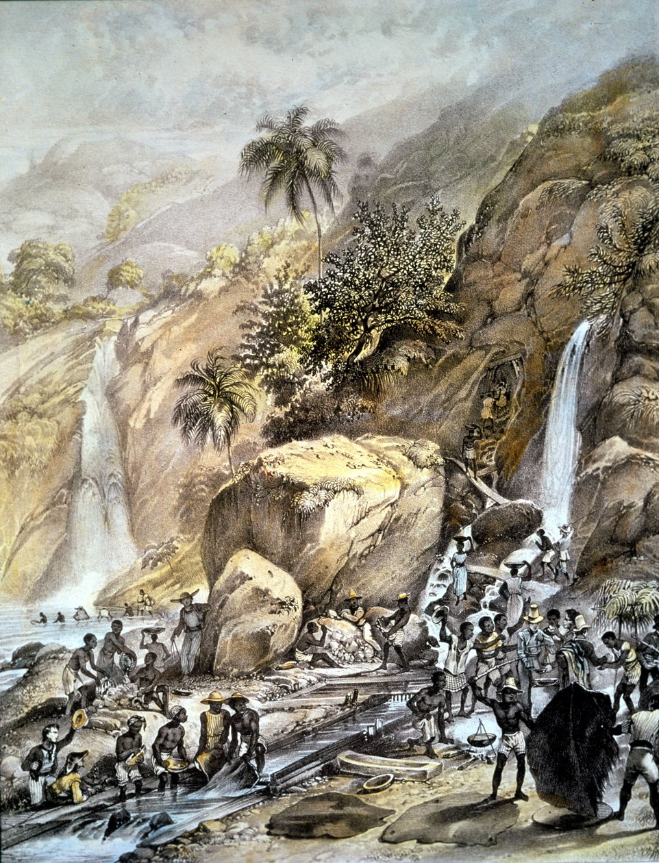 巴西的金矿石是位于伊塔科鲁米山脉（Minas Gerais）的熔岩。 1820 作者 未知艺术家