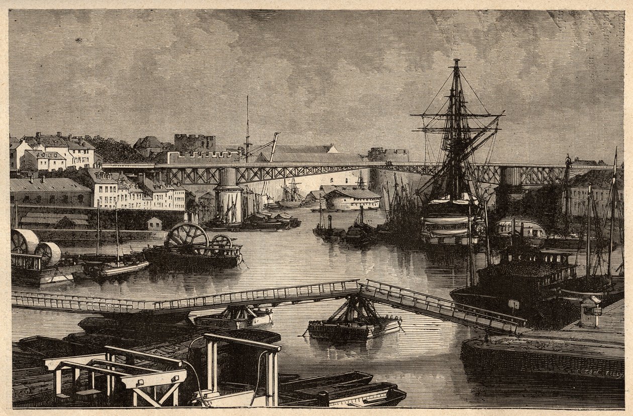 Brest - Le port militaire - Finistere - Bretagne - engraving in "PATRIE" - DESCRIPTION PECTURESSE DE LA FRANCE EN 6 VOLUES BY LUCIEN HUARD - end 19th century 作者 未知艺术家
