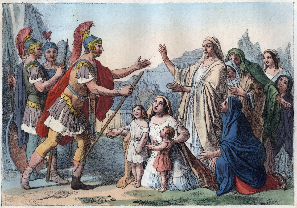 凯厄斯-马尔修斯-科利奥兰纳斯（Caius Marcius Coriolanus）和他的母亲（公元前488年）--科利奥兰在人民的支持下围攻罗马--他的母亲Veturia和妻子Volumnia劝他退下--Volumnia和Verturia在科利奥兰（Gaius Marcius Coriolanus）面前--母亲一 作者 未知艺术家