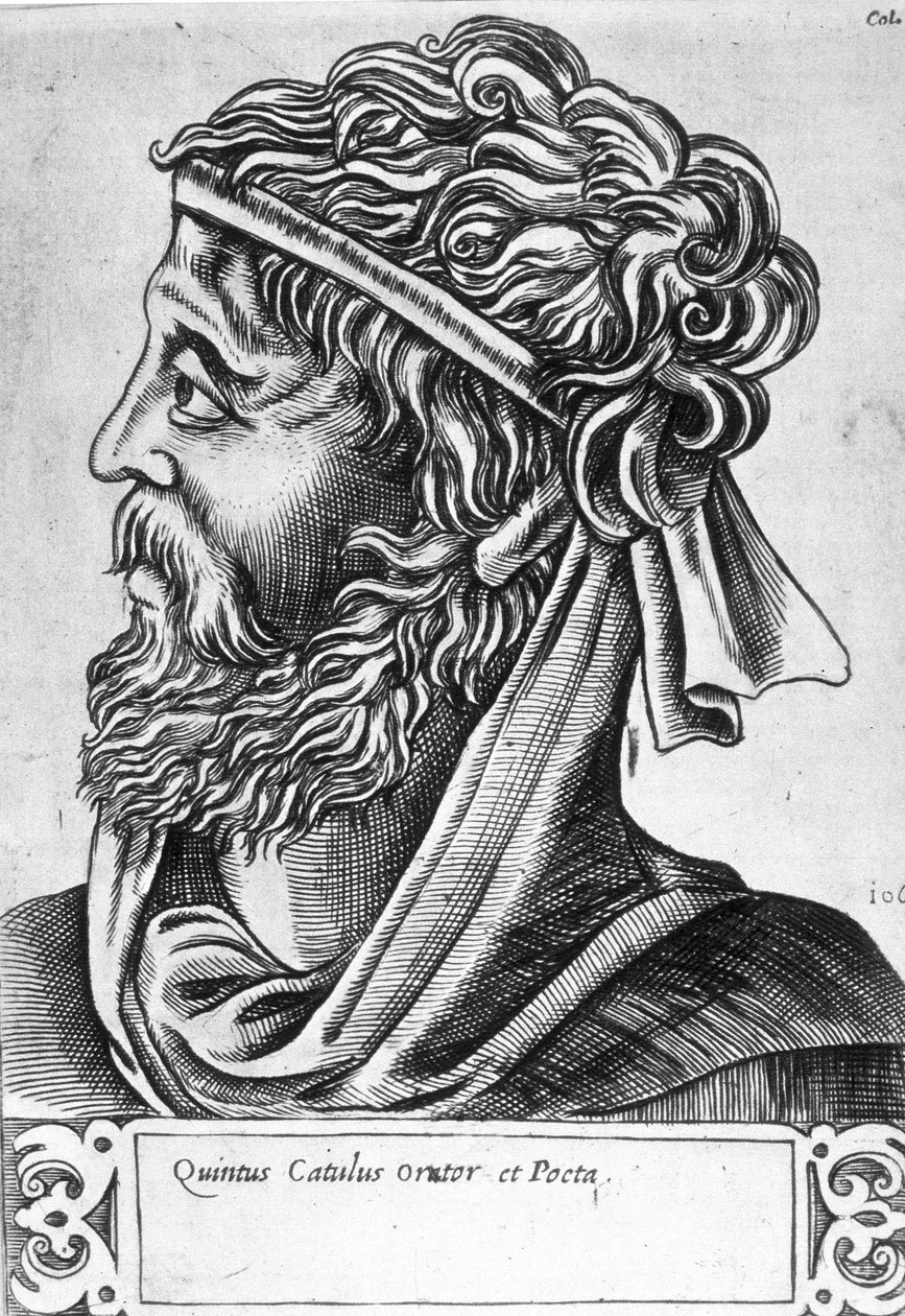 Catullus dit Catullo（公元前 87 - 54 年）虚构的肖像，17 世纪的雕刻。 作者 未知艺术家