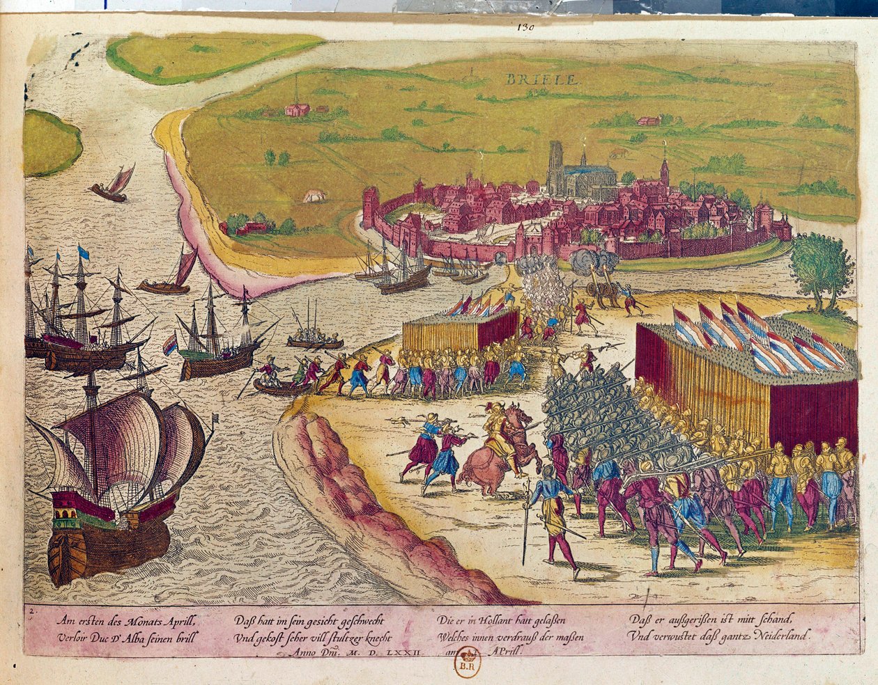 1572年奥朗德攻占布里埃尔要塞。17世纪B.N.巴黎的雕版画 作者 未知艺术家