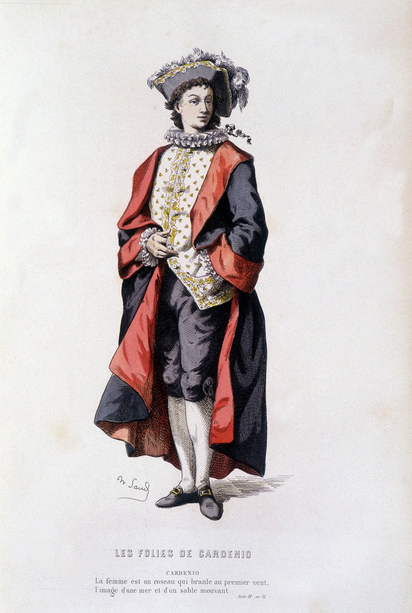 卡德尼奥在 "les follies de Cardenio"（Pichou于1629年创作）中，在Edouard Fournier的 "le theatre francais au 16 eme and 17 eme ecle anterieur à Moliere "中。 作者 未知艺术家