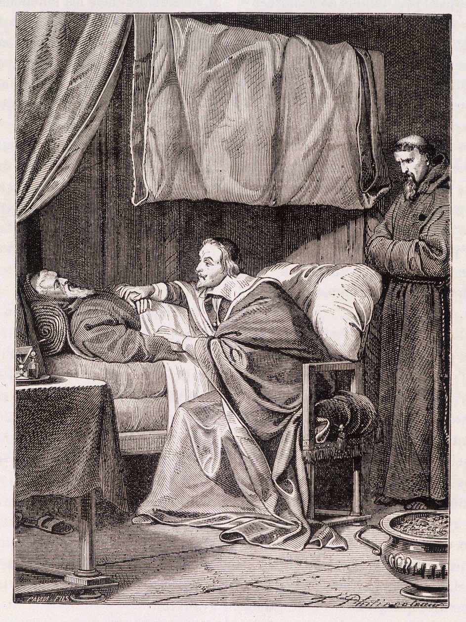 Cardinal Richelieu on the deathbed of Father Joseph - engraving 作者 未知艺术家