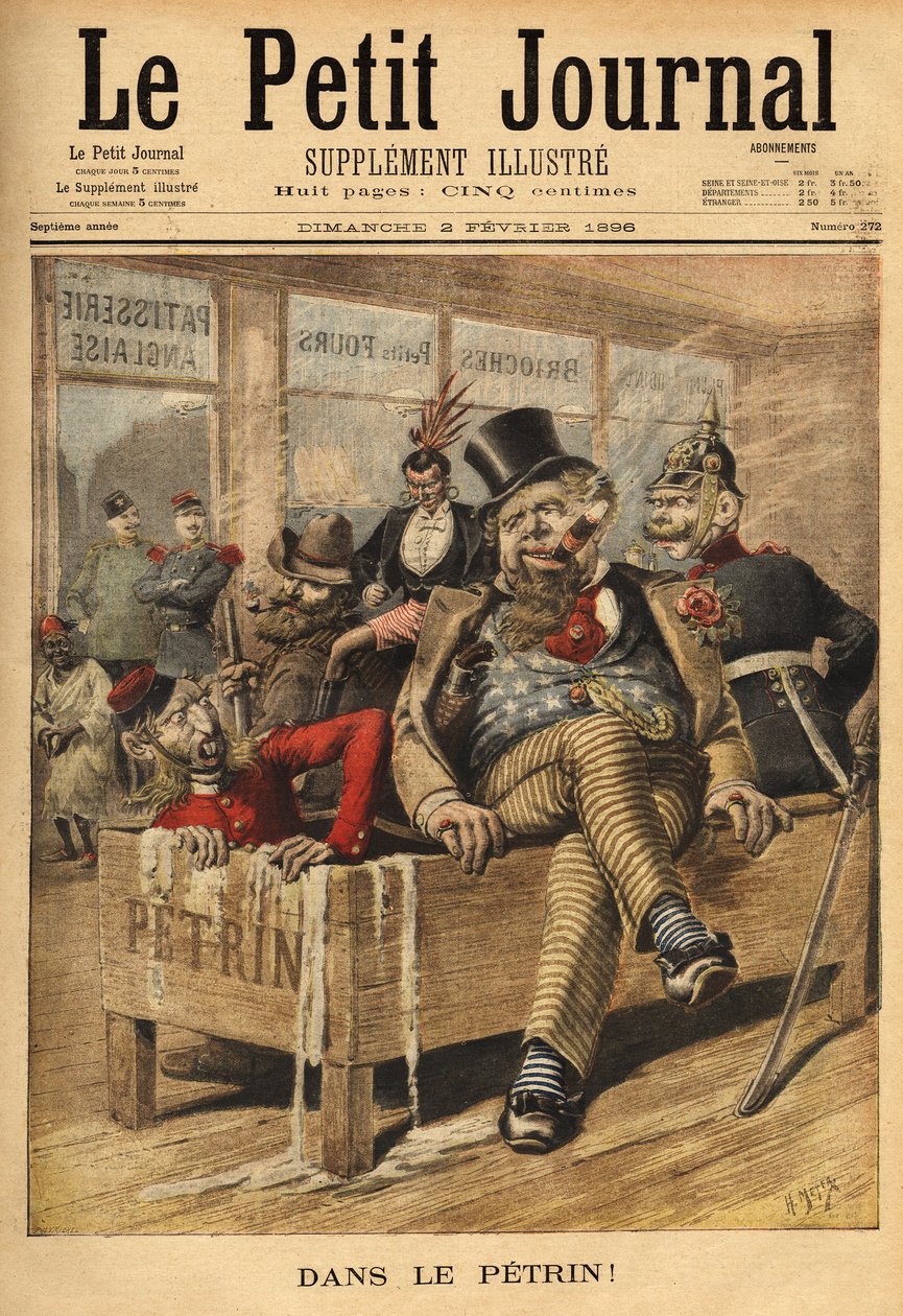 Cartoon on England: French and Russian, has the entrance of an English pastry shop, laughing at English, in the Petrin, with its German ally, because English accumulates diplomatic problems, since the Venezuelan affair, which marks the diplomatic break bet 作者 未知艺术家
