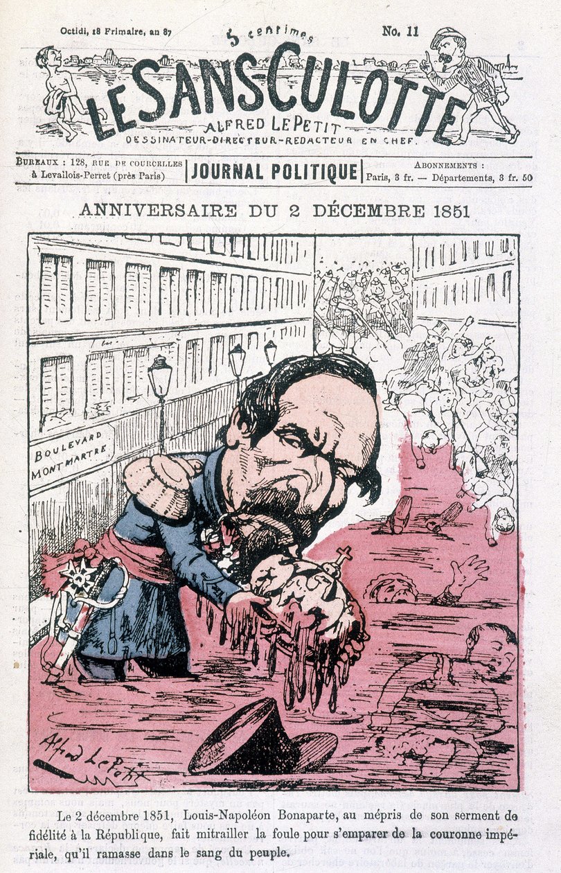 关于 1851 年 12 月 2 日拿破仑三世政变的卡通片 - 在“Le sans-panlotte”中 作者 未知艺术家
