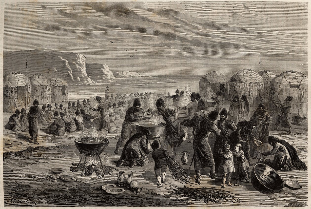 Cauda-yoli (cauda yoli)，土耳其人一年一度的宗教盛宴，为家庭和betail祈祷上帝的保护，由一个家庭组织，为了这个节日可以牺牲大约15只羊，整个社区都被邀请参加。铭文 作者 未知艺术家