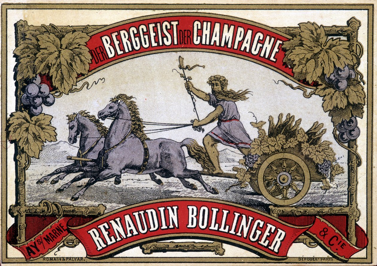 香槟酒标签 "Renaudin Bollinger"。 作者 未知艺术家