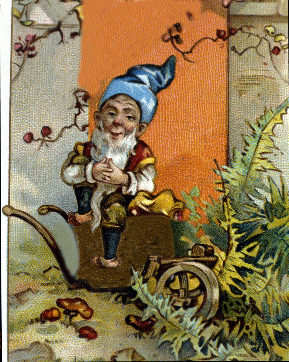 Character of the dwarf or farfadet sitting. 19th century chromolithography. 作者 未知艺术家