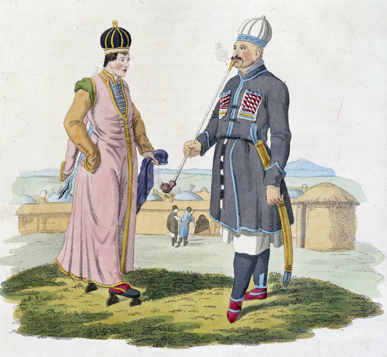 Cherkess man and woman (Caucasus) 作者 未知艺术家