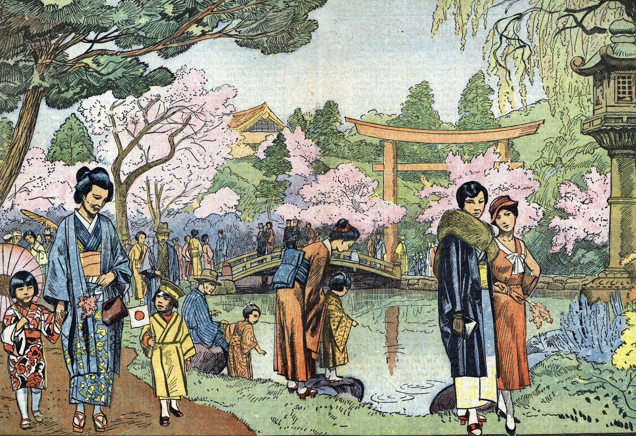 日本春天的樱花（日本春天的樱花，1933 年 4 月） 1933 年 "Le pelerin "插图 私人收藏 作者 未知艺术家