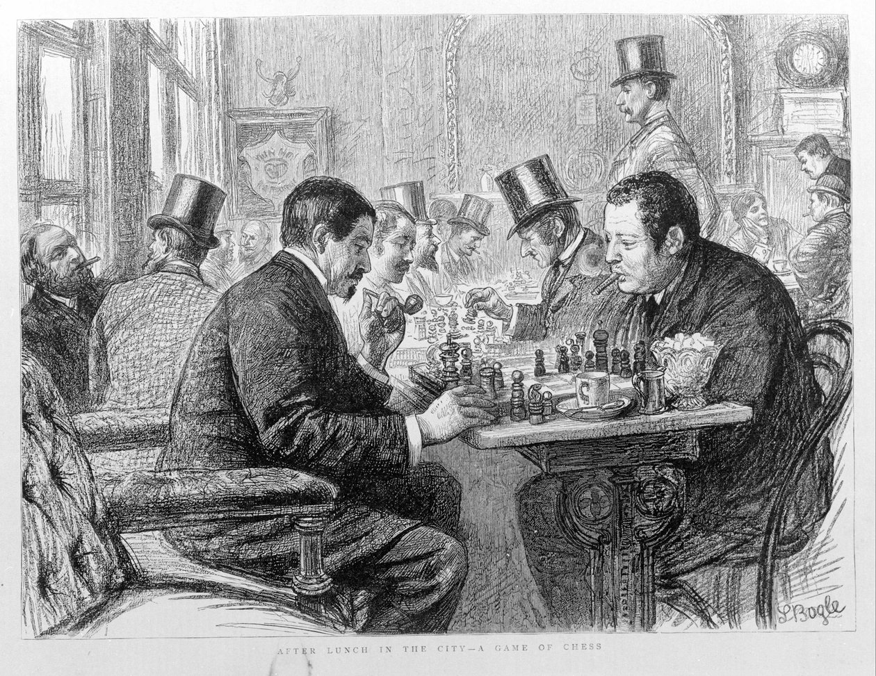 1890年，伦敦市的国际象棋选手。 作者 未知艺术家