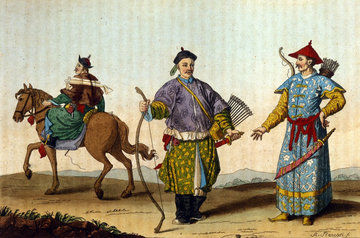 不同时代的中国军事官兵——J.费拉里奥编着的《古代与现代服饰》》。 米兰 作者 未知艺术家