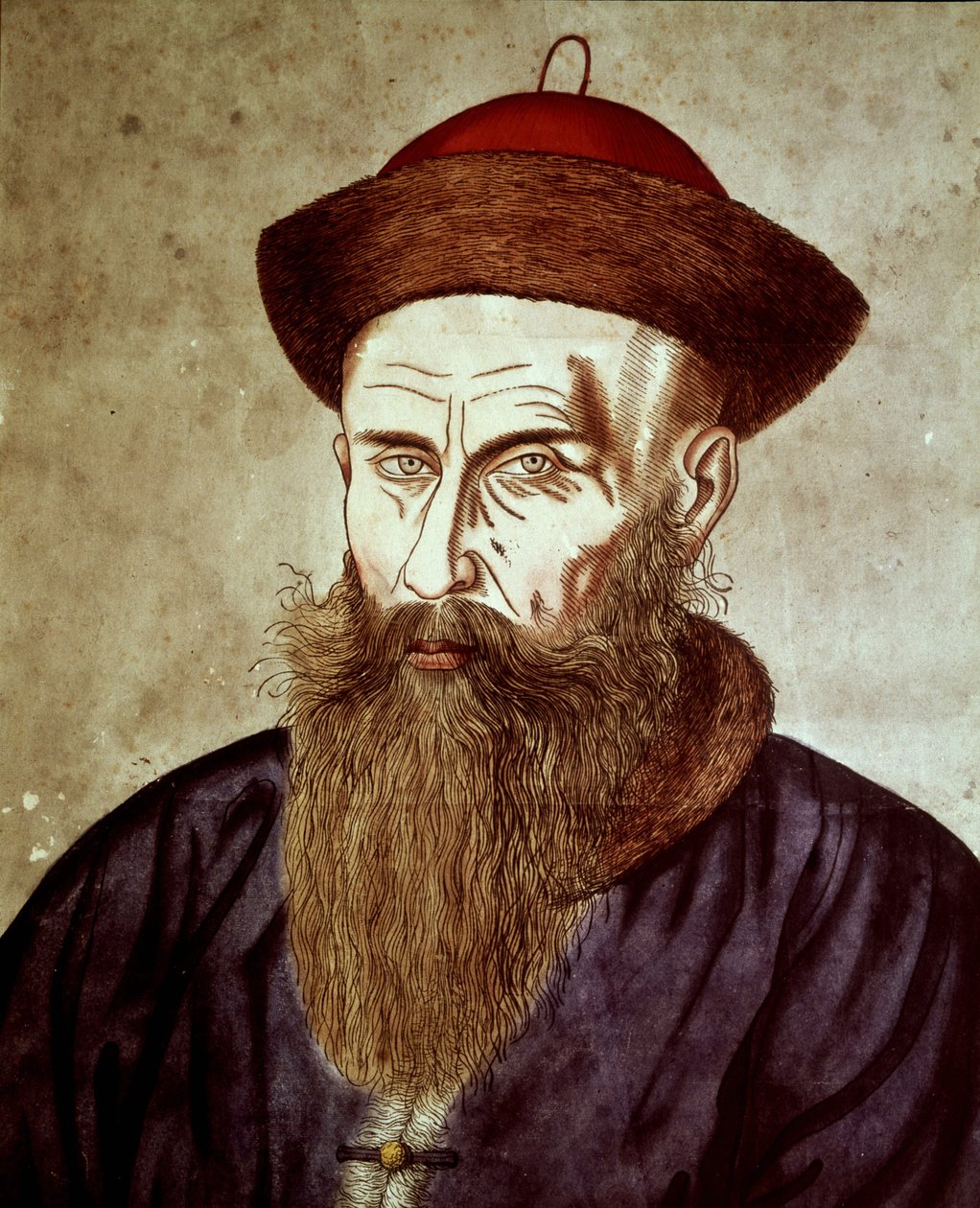 约翰·亚当·沙尔·冯·贝尔（Johann Adam Schall von Bell，1592 - 1666 年）的中国肖像，德国耶稣会传教士，曾领导北京天文台。 作者 未知艺术家