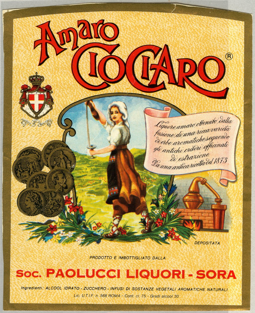 Ciociaro amaro 酒精广告（色谱法，19 世纪后期） 作者 未知艺术家