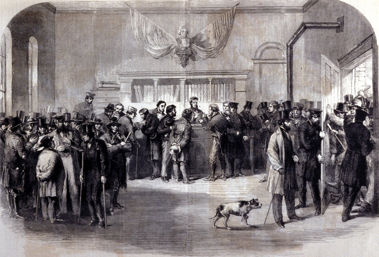 内战（1861 - 1865），美国内战。 豁免办公室前的反征兵肋骨。 纽约。 作者 未知艺术家
