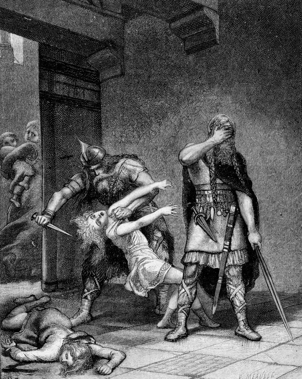 法兰克国王克洛泰尔（Clotaire）一世（v.497-561）和柴尔德贝特一世谋杀了他们兄弟克洛多米尔的两个儿子（495-524）。 作者 未知艺术家