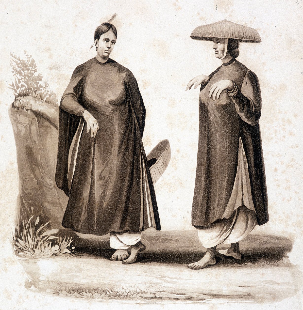 科钦妇女。 越南诉 1850 年。 作者 未知艺术家