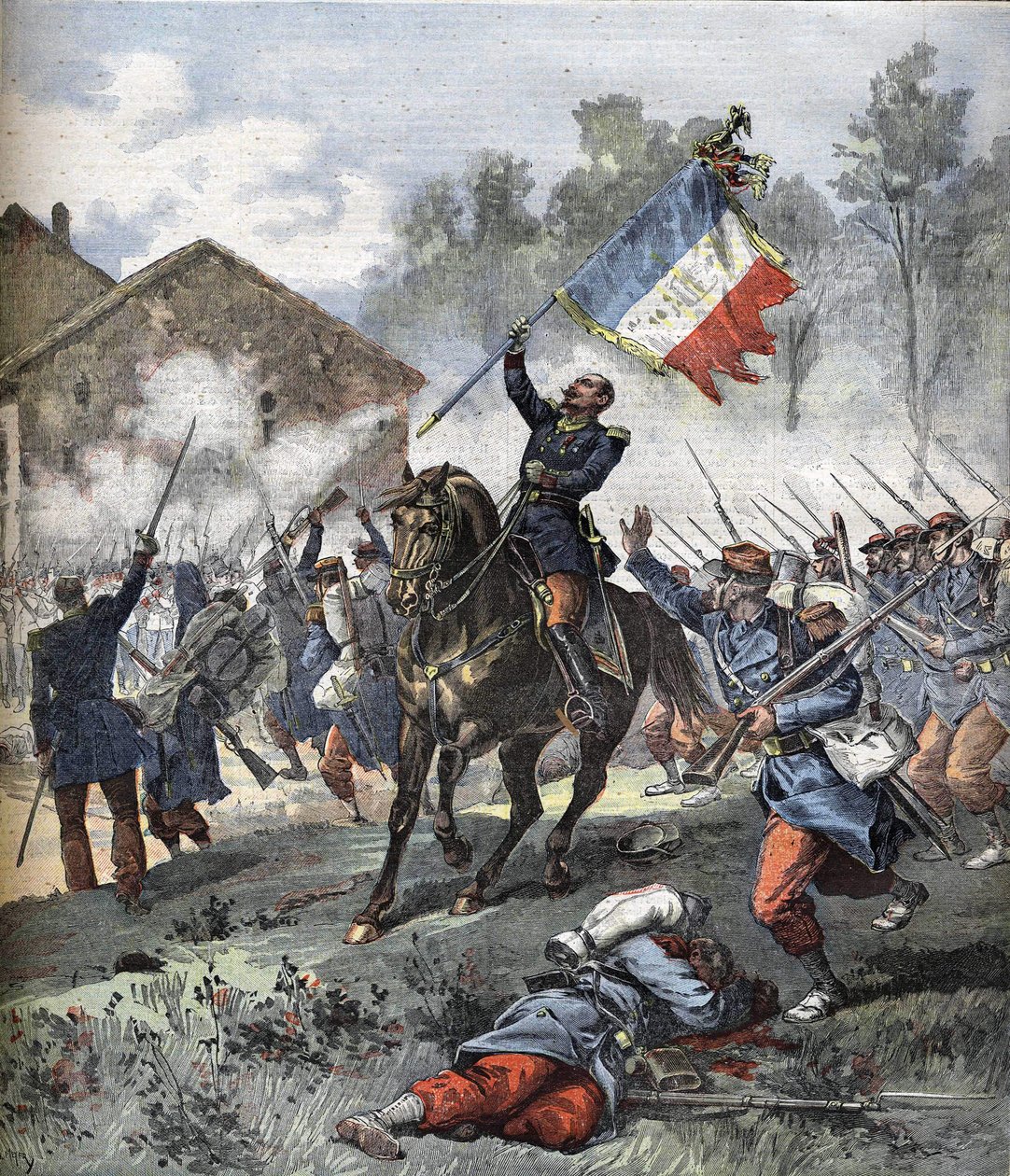 1859年6月24日，德-马尔维耶上校在索尔费里诺战役中去世。 作者 未知艺术家
