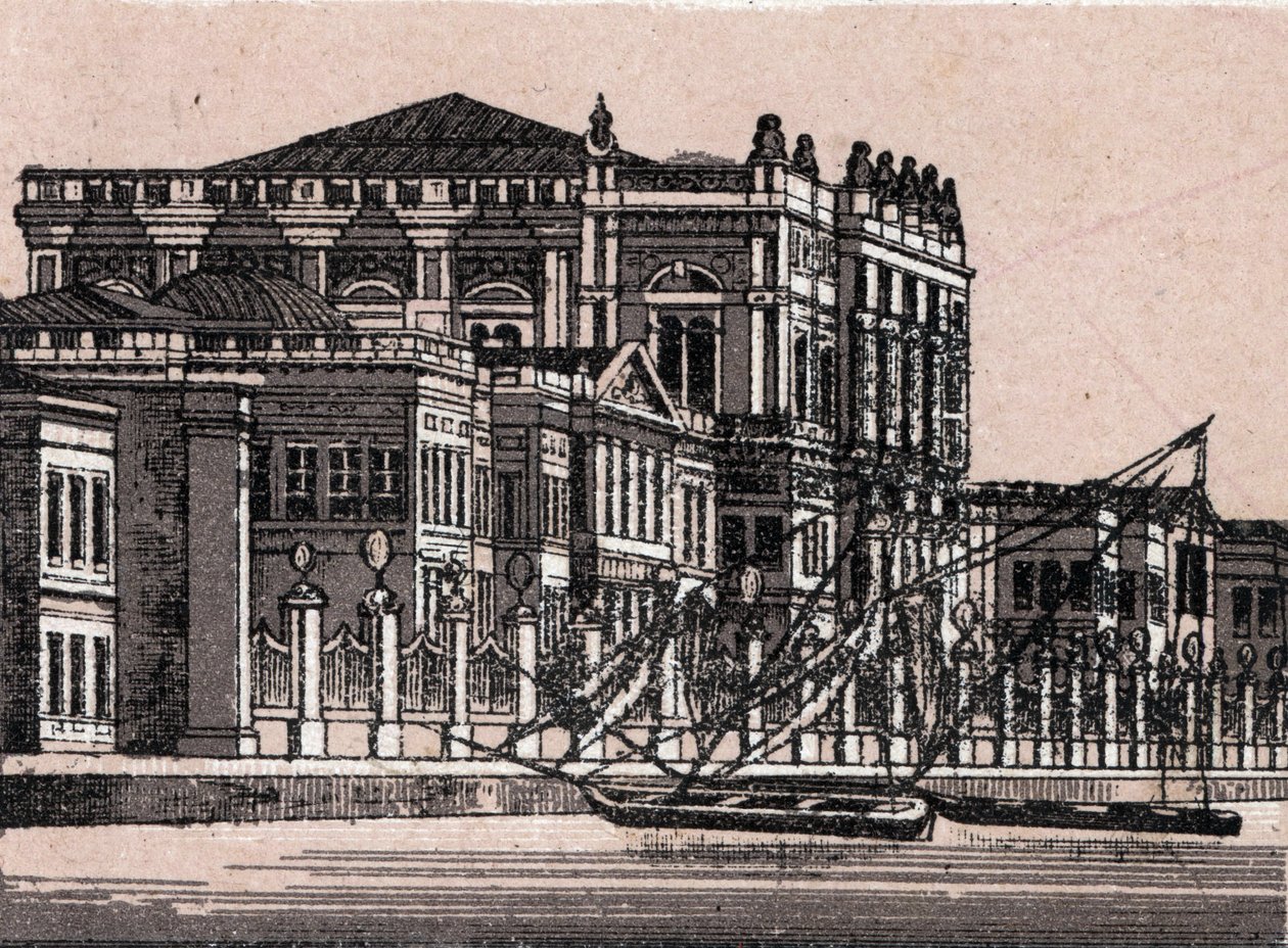 土耳其君士坦丁堡：位于Dolma Baggsche的皇宫（Imperial Plalace）的景观。载于《世界图解168景》无日期（19世纪末）。 作者 未知艺术家