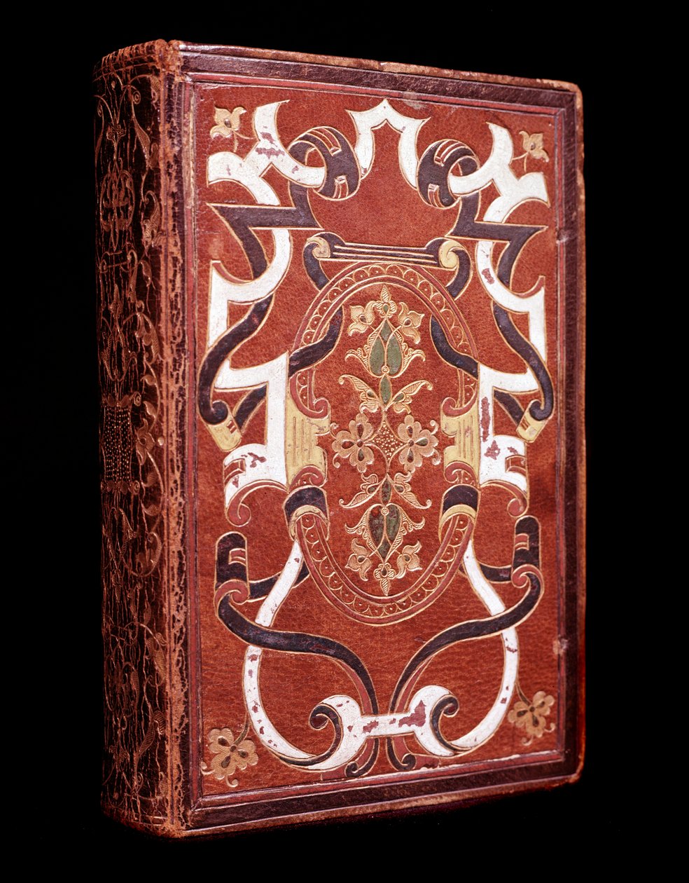 拉丁文圣经副本，属于约翰·格罗利埃·德·塞维埃雷斯（John Grolier de Servieres，1479-1565 年），收藏家和藏书家，到红色 maroquin 装订（圣经与格罗利尔装订）尚蒂伊博物馆孔德 作者 未知艺术家
