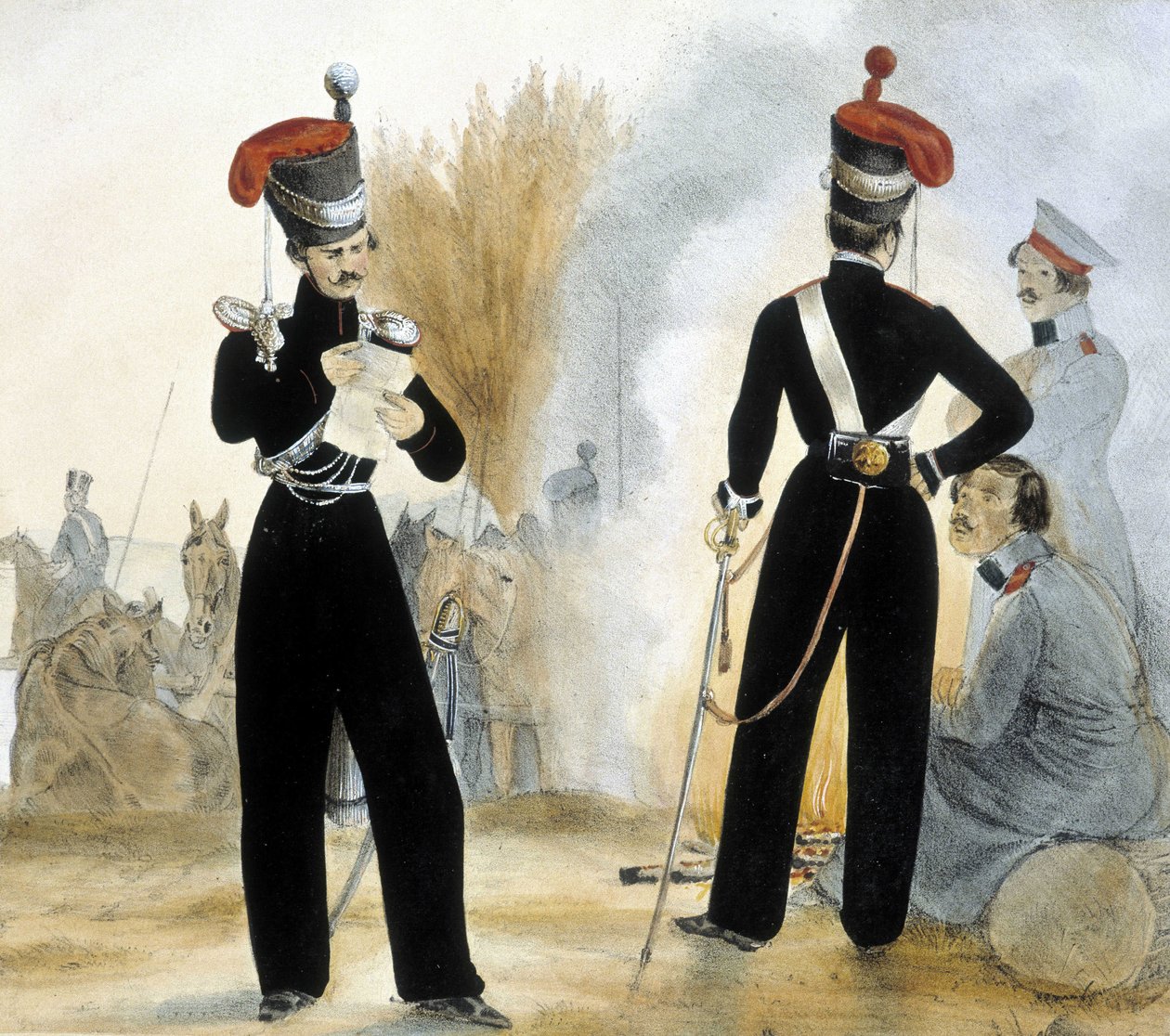 1840年左右小俄罗斯的哥萨克士兵。 作者 未知艺术家