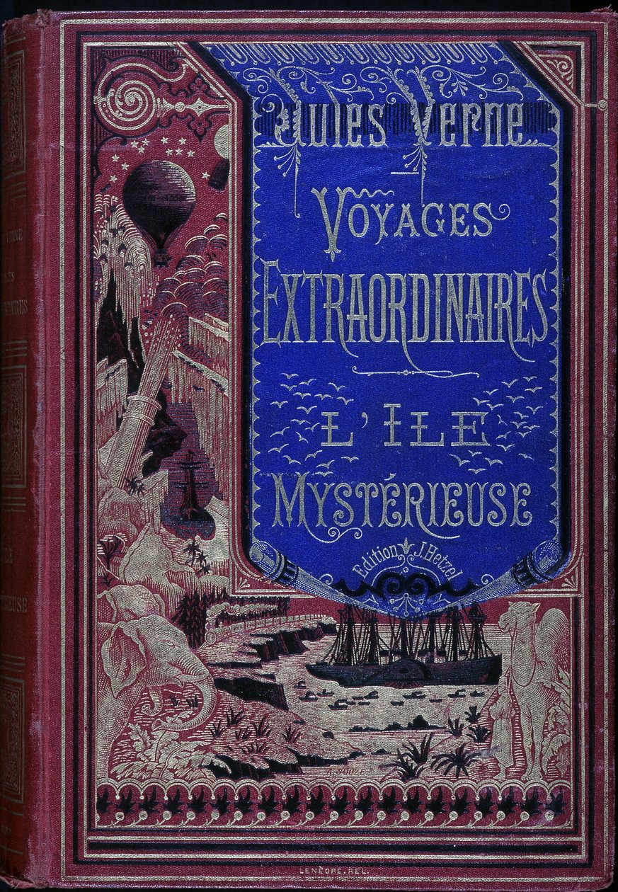 封面是儒勒·凡尔纳 (Jules Verne) 的“非凡之旅：神秘岛”(Extraordinary Journey: The Mysterious Island)。 作者 未知艺术家
