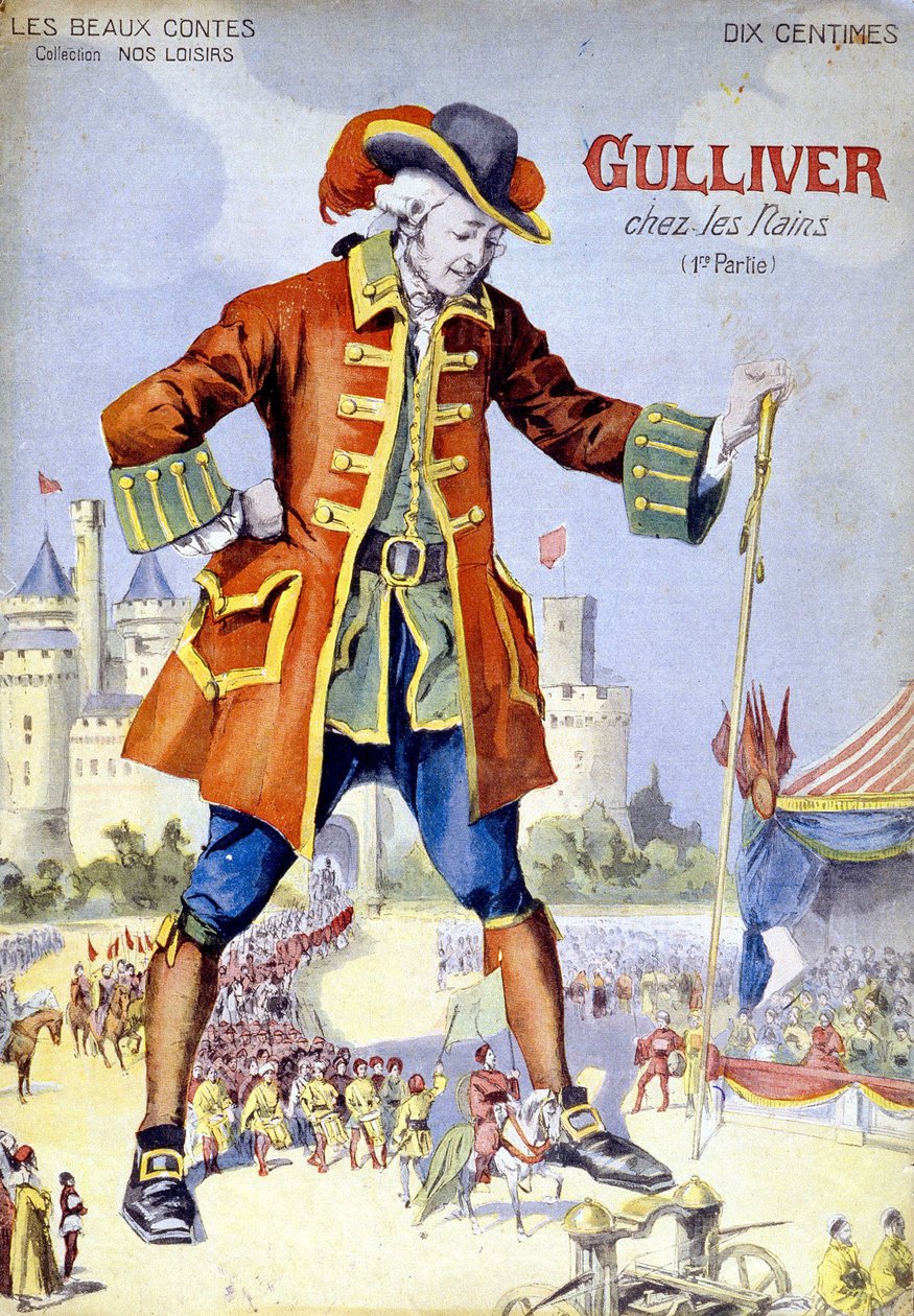 格列佛在小人国（Lilliputiens）》的封面。19世纪的插图。 作者 未知艺术家