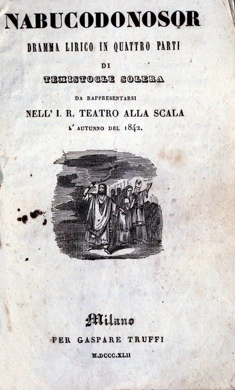 朱塞佩·威尔第 (1813 - 1901) 的第一部 Nabucco 剧本的封面，最初命名为 Nabucodonosor 作者 未知艺术家