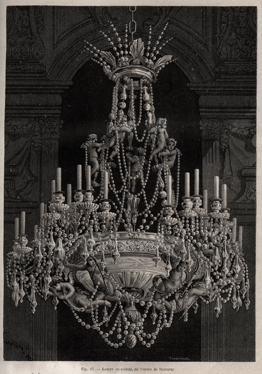 来自 Baccarat 工厂的水晶吊灯——Louis Figuier 的“Les Merveilles de l