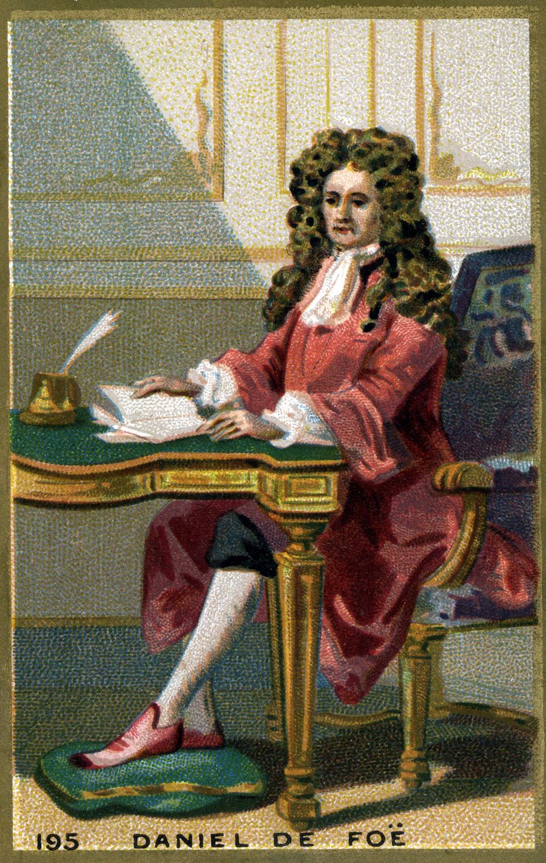 丹尼尔-德-福（1660 - 1731）英国作家和小册子作者。19世纪的彩色平版印刷。 作者 未知艺术家