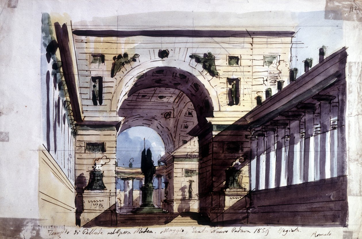 Decoration for the opera “” Medea” by Luigi Cherubini (1760-1842), Italian composer, representing the Temple of Pallade 作者 未知艺术家