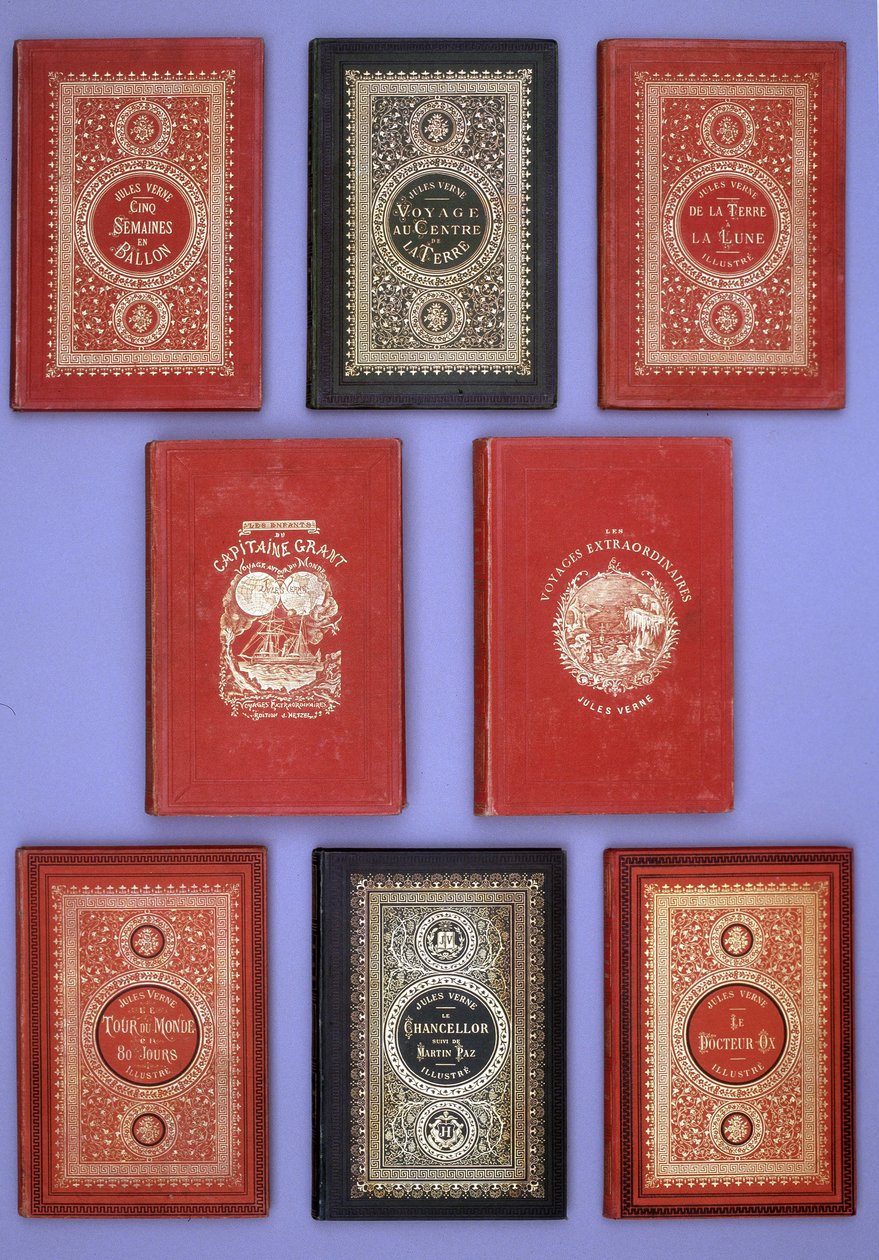 Different covers of Jules Verne