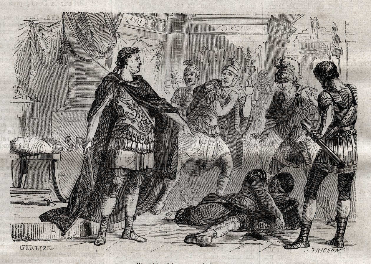 戴克里先（Caius Aurelius Valerius Diocletianus Augustus）(244-311)濒临死亡的Lucius Flavius Aer--刻在 "Dictionnaire populaire illustrious "中--1864年--由Joseph December和Edmond Allonier创作 作者 未知艺术家