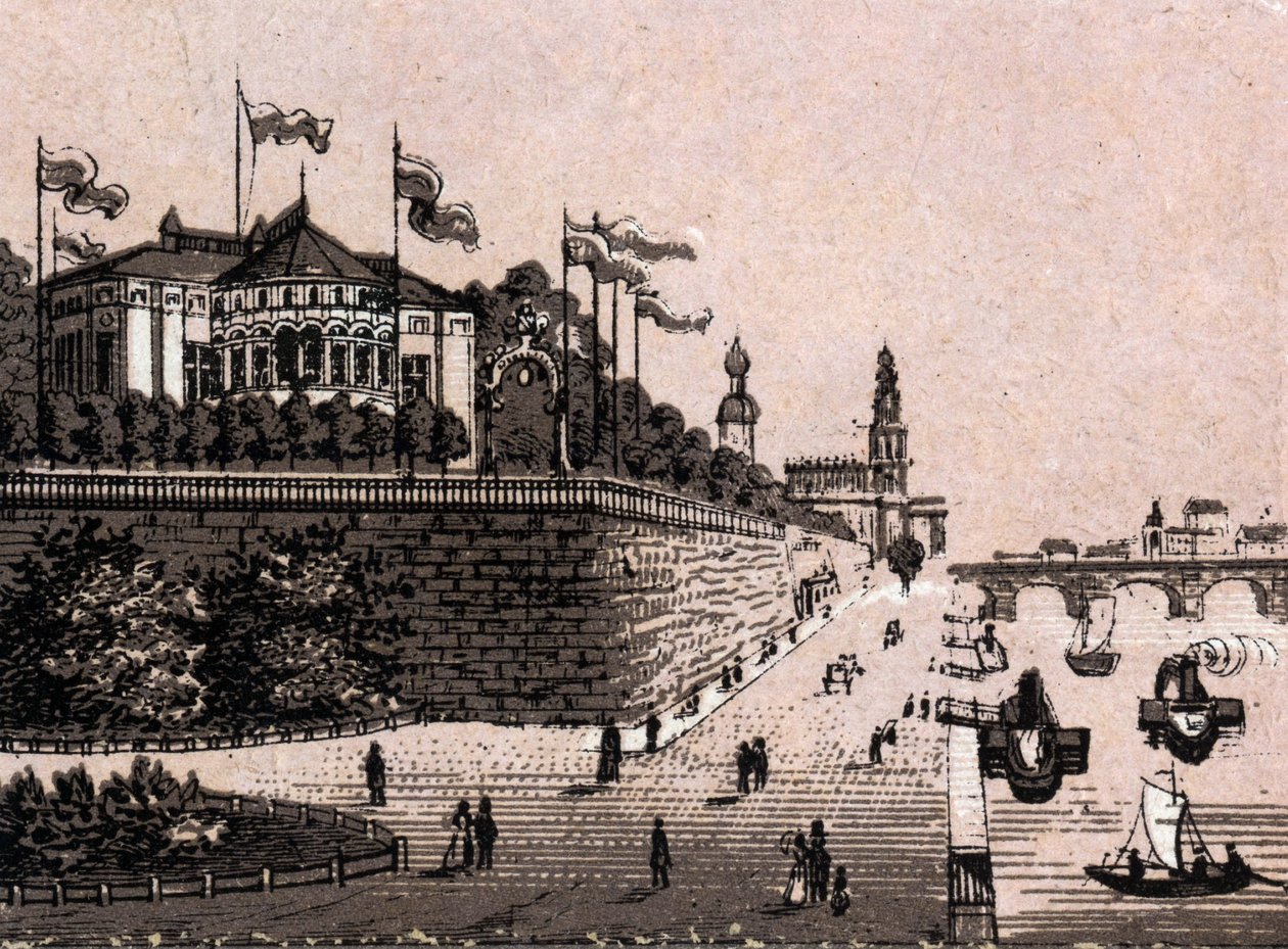 德国德累斯顿(Dresden)：Belvedere的景色。载于《世界图解168景》，无日期（19世纪末）。 作者 未知艺术家