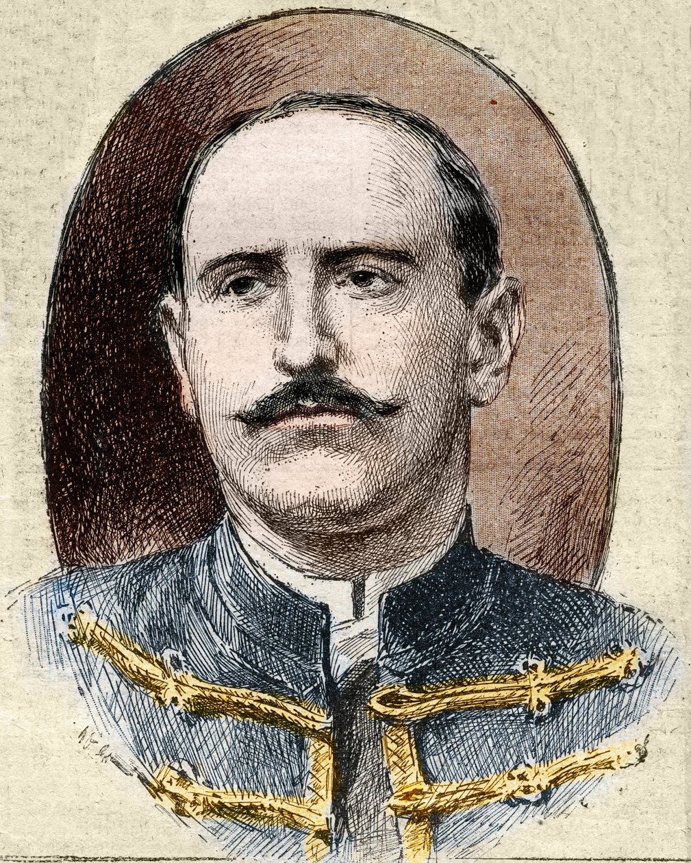 德雷福斯案：阿尔弗雷德-德雷福斯（1859-1935）在1899年雷恩审判期间被贬后的画像。 作者 未知艺术家