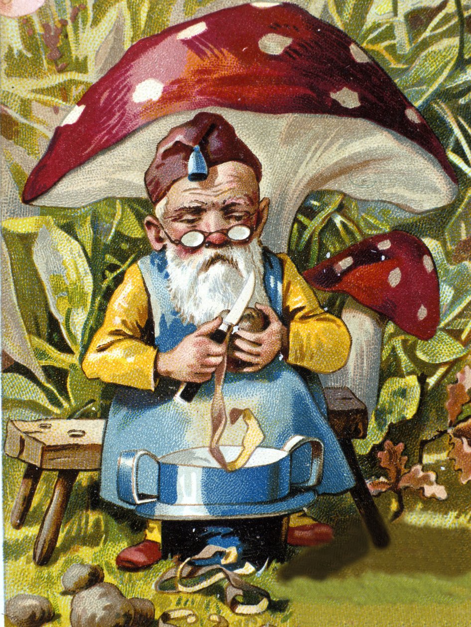 矮小的或farfadet土豆削皮机。19世纪彩色石版画。 作者 未知艺术家