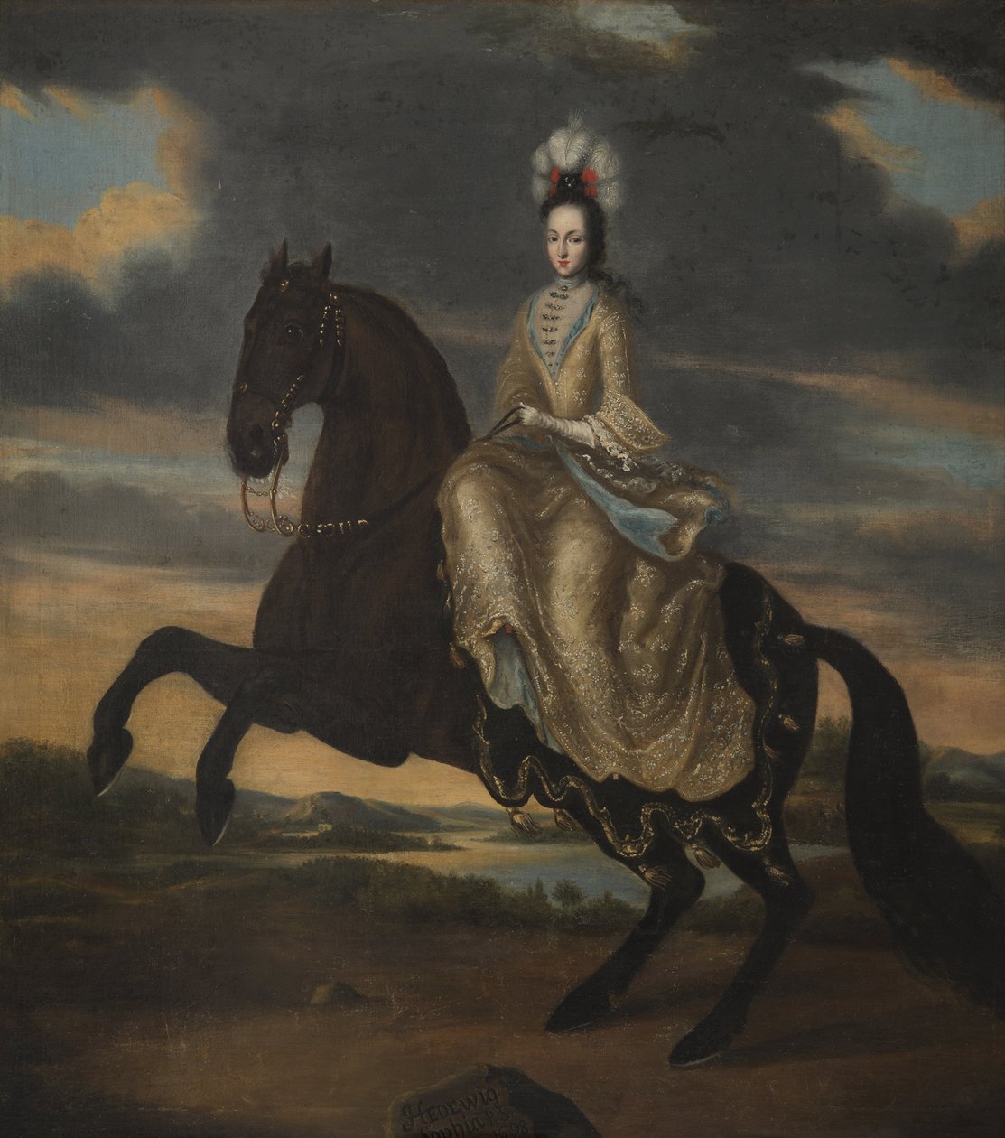 Edwige Sophie de Suede - 无名瑞典女王荷尔斯泰因-戈托普 (1681-1708) 公爵夫人海德维格·索菲亚 (Hedvig Sophia) 的肖像。 布面油画 作者 未知艺术家