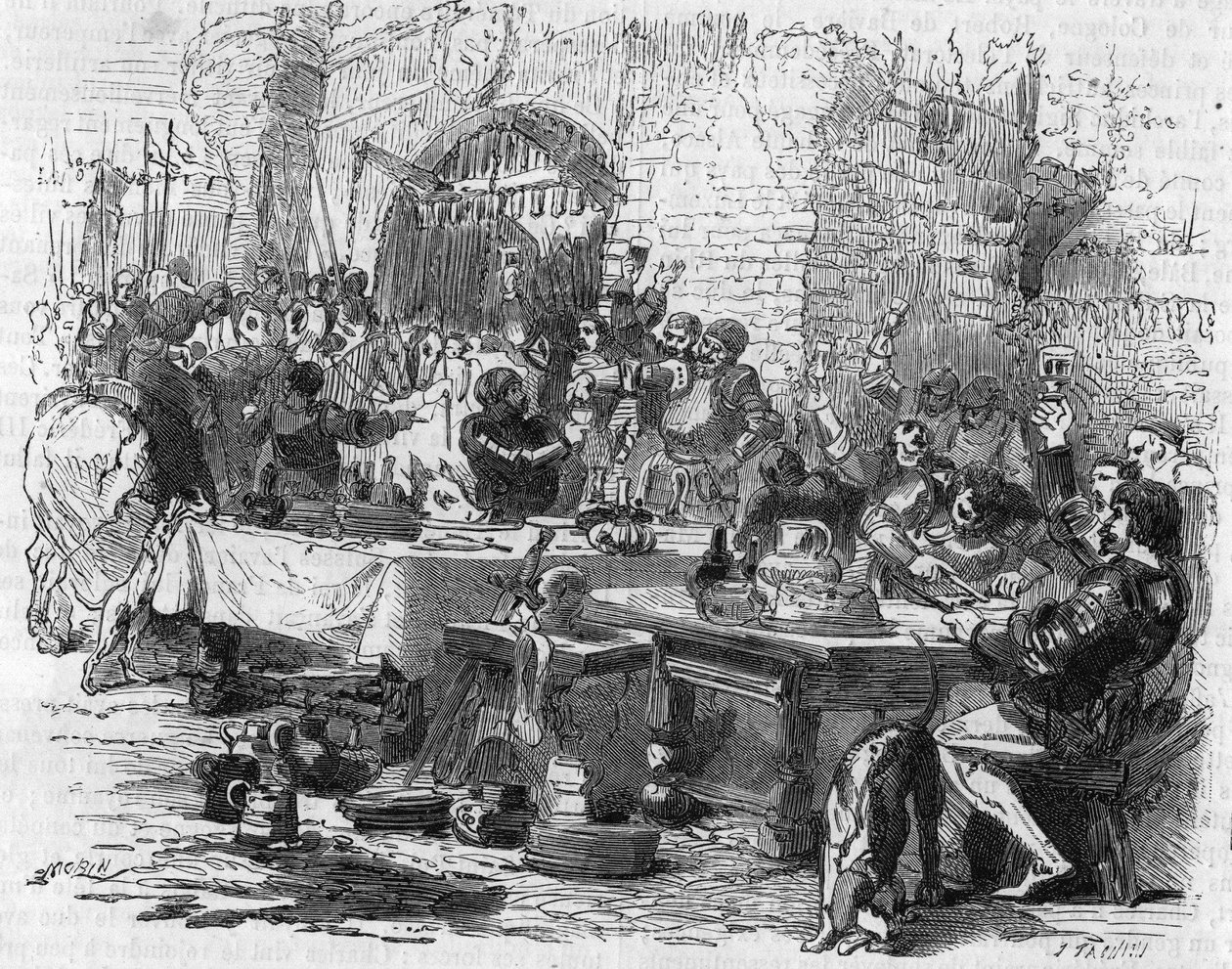 1475年在亚眠的一个开放性会议上处理的英国盔甲。 作者 未知艺术家