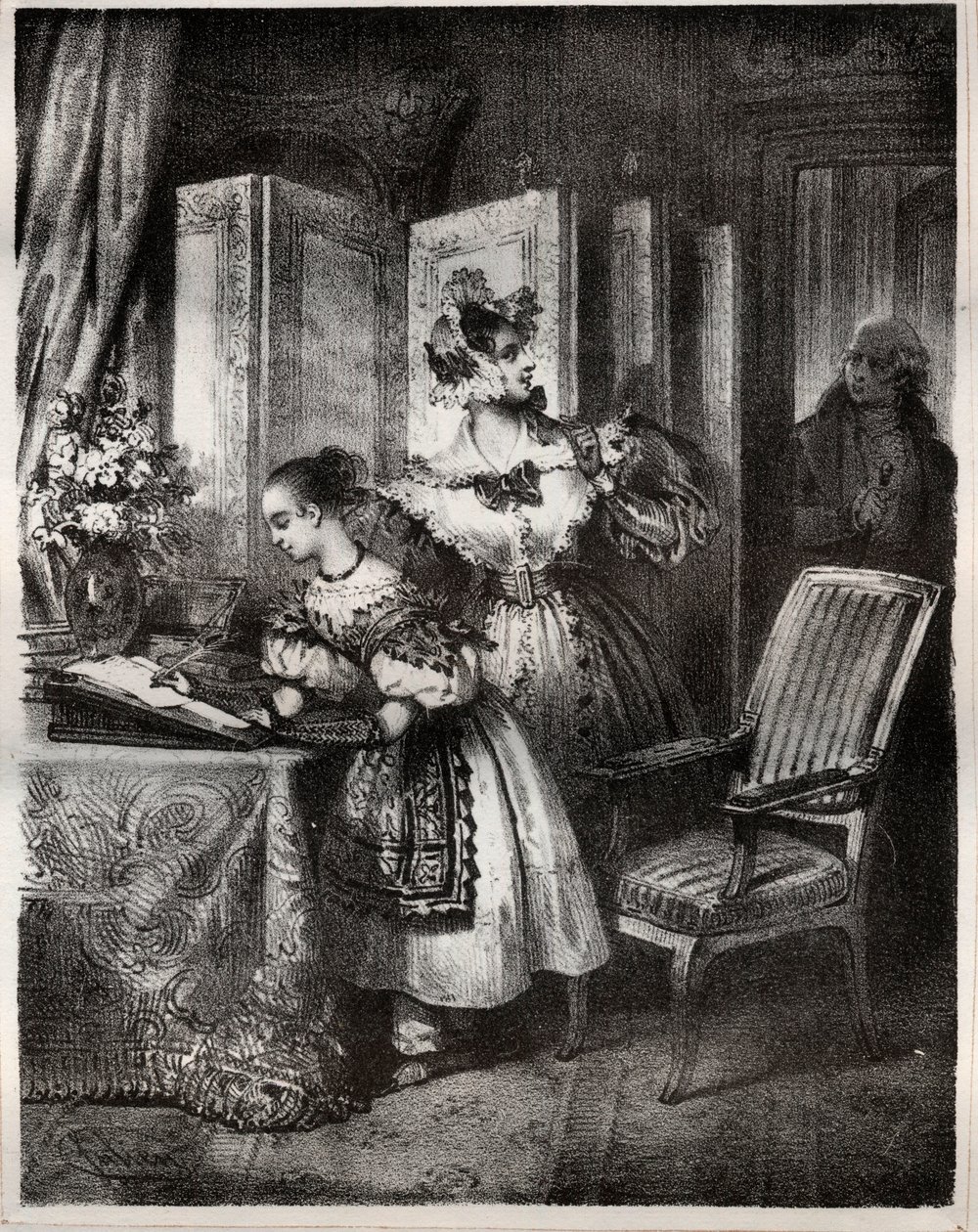 19世纪为科廷夫人(Sophie Cottin Rostand)(1770-1807)的小说《马尔维纳》绘制的版画 - 私人收藏 作者 未知艺术家