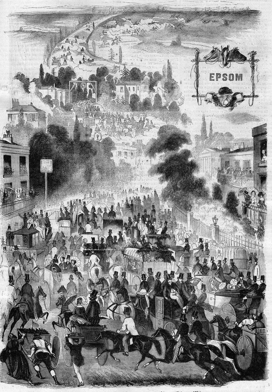 英国的艾普森赛马会--"Le Journal Illustrous "上的版画 作者 未知艺术家