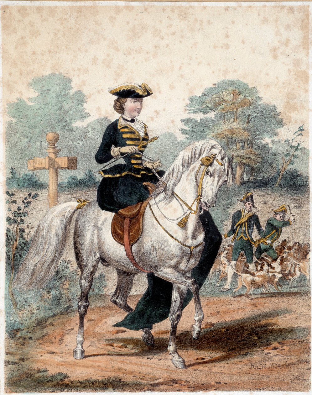 Equestrian portrait of Impress Eugenie around 1860 (1826-1920). Engraving of the 19th century. Paris, Decorative Arts 作者 未知艺术家