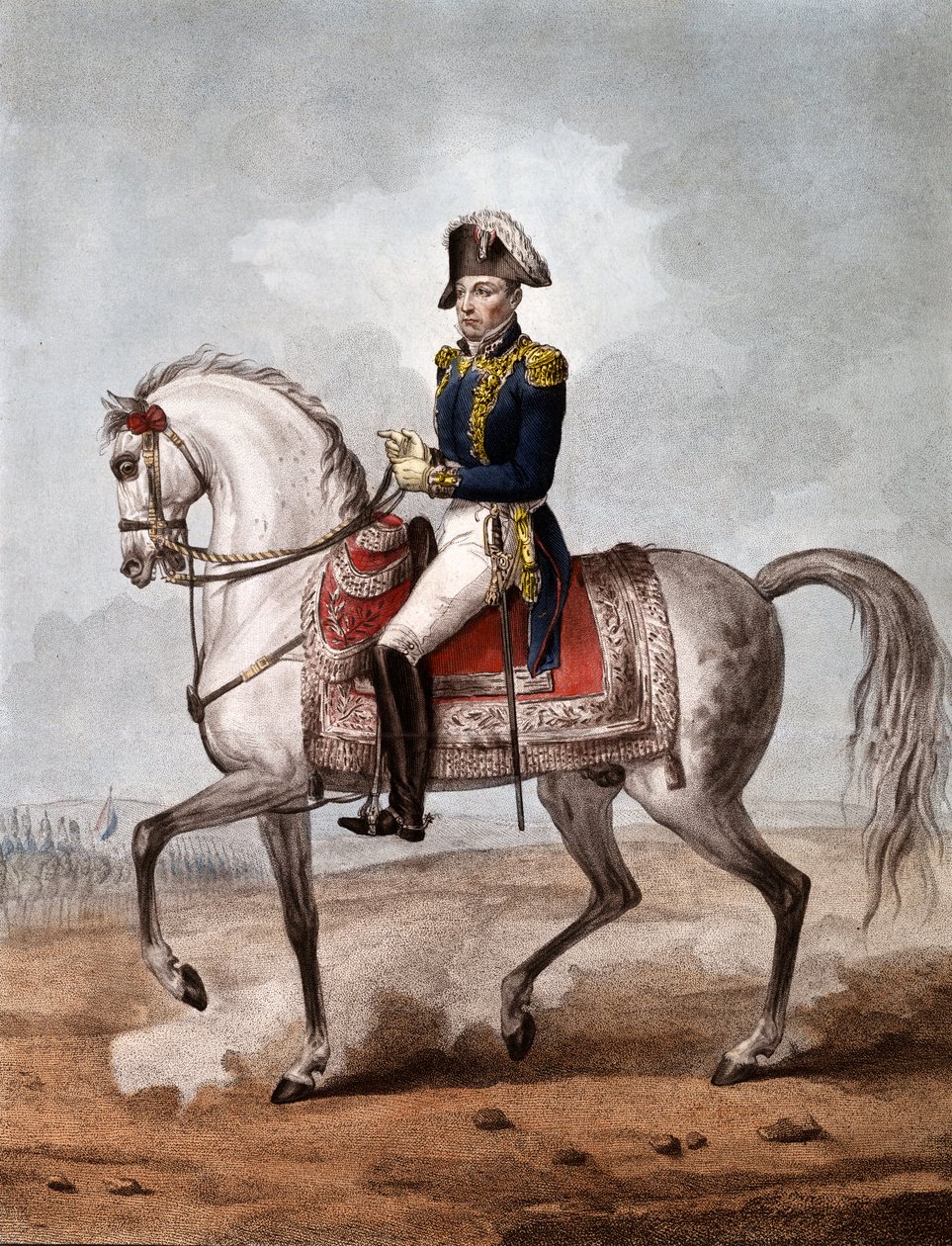 Gilbert du Motier de La Fayette侯爵（1757-1834）的马术肖像，法国贵族、军官和政治家 - 雕刻 - La Fayette侯爵（1757-1834），法国军事和政治家 作者 未知艺术家