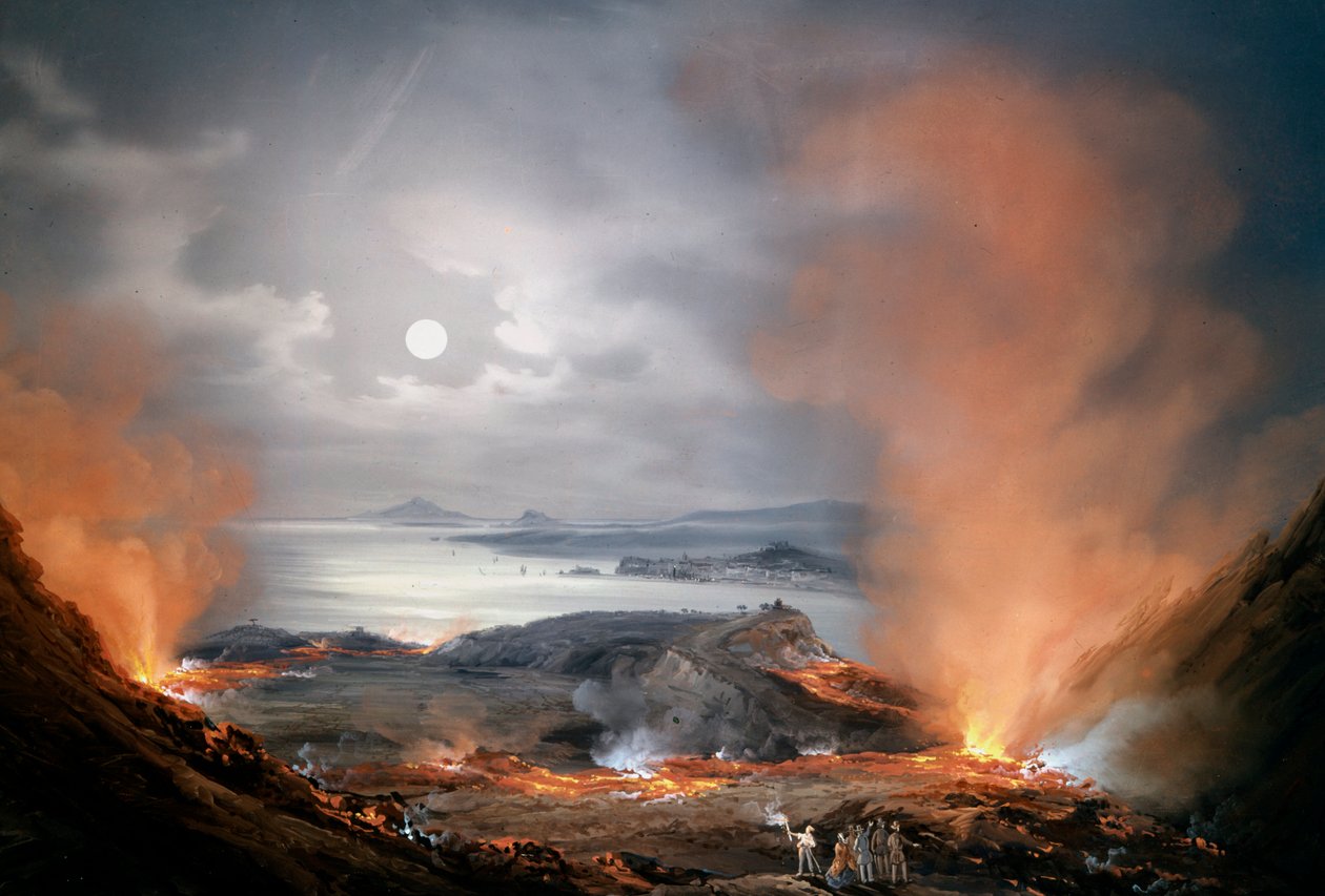 1834 年维苏威火山喷发（布面油画） 作者 未知艺术家