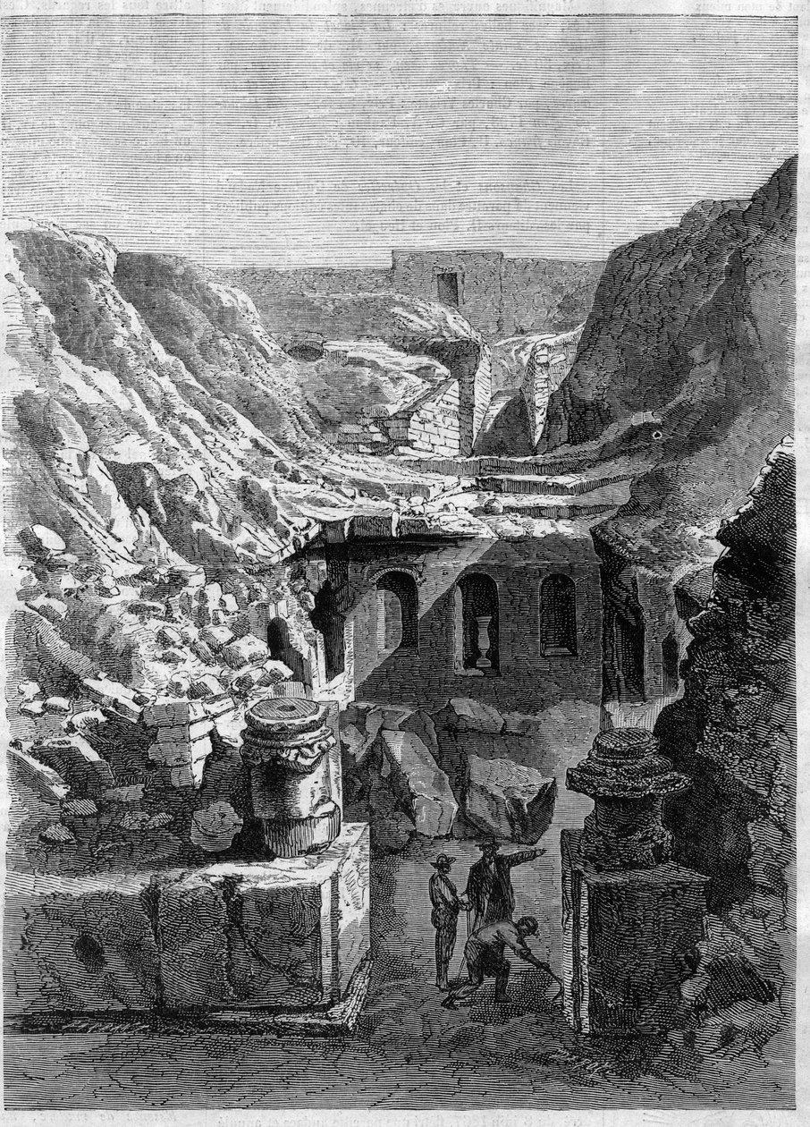 1868年在森利斯进行的发掘--在城市周围发现了罗马人的窠臼--1868年的雕刻品 作者 未知艺术家