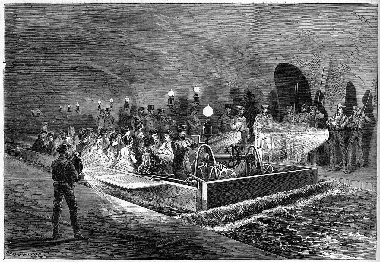 1872年在巴黎的下水道中游览。 作者 未知艺术家