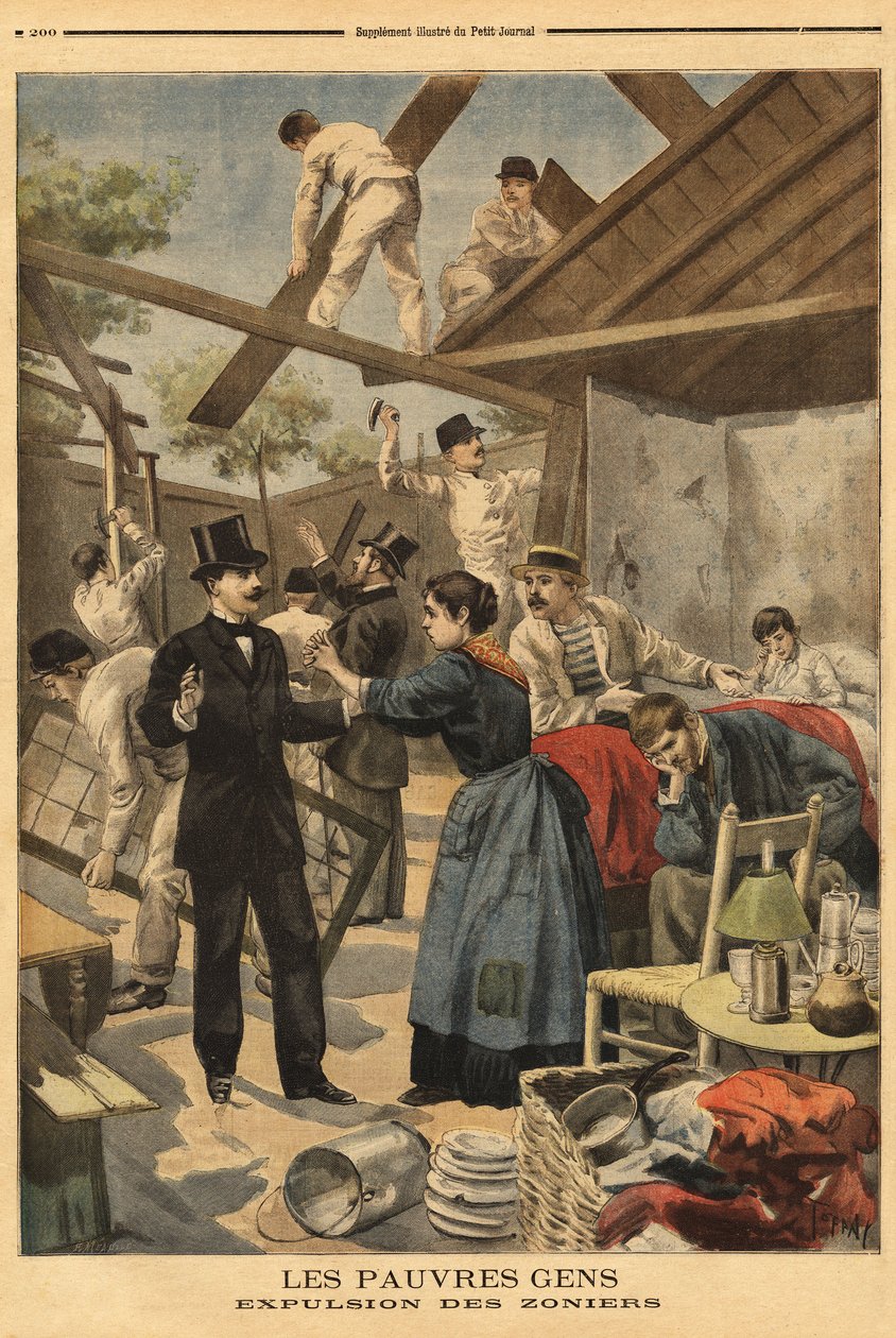 岗地门军事区军营的驱逐和要素。1895年6月23日 "小杂志 "上的插图。 作者 未知艺术家